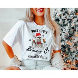 North Pole Brewing Co Png, Santa Claus Skeleton Beer Png, Merry Christmas Png, Sublimation Print Shirt Design Digital Fi