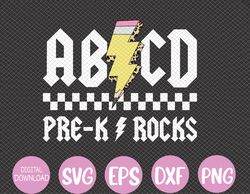 Lightning ABCD Teacher Student Pre K Rocks Back To School Svg, Eps, Png, Dxf, Digital Download