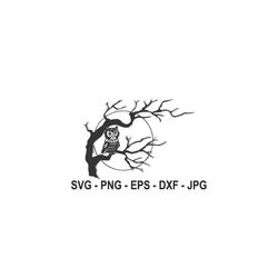 Owl on tree svg,Owl svg,Instant Download,SVG, PNG, EPS, dxf, jpg digital download