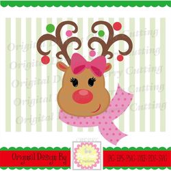 Reindeer girl SVG, Reindeer girl with bow,Christmas reindeer Silhouette Cut Files, Cricut Cut Files CHSVG24 -Personal an