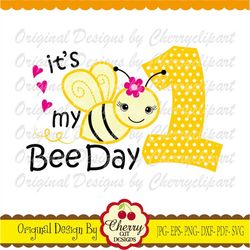 It's my Bee Day Bumble Bee SVG Dxf, Birthday Silhouette & Cricut Cut Files BIR37