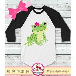 Frog svg, frog with flower svg Silhouette & Circut Cut Files AN192