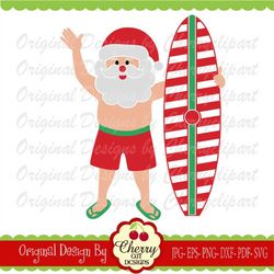 Christmas Santa Claus Svg, Beach Christmas Santa svg Silhouette Cut Files, Cricut Cut Files CHSVG21