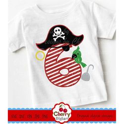 Pirate Number 6, Birthday Number 6 svg, Pirate's hat number 6 svg Silhouette & Cricut Cut design, TShirt, Iron on, Trans