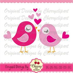 Sweet birds SVG DXF, Valentines' Day Birds svg,Birds with hearts svg Silhouette & Circut Cut Files VLTSVG38