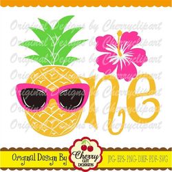 Pineapple ONE SVG Dxf, Sunglasses Pineapple,Flower Pineapple svg, Fruit svg Silhouette & Cricut Cut Files, Clip art, T-s