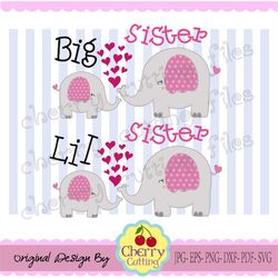 Big sister and Lil sister,Cute elephant clip art - Digital download BSCH02 - svg, eps, dxf, png, jpg,pdf -For Cricut and