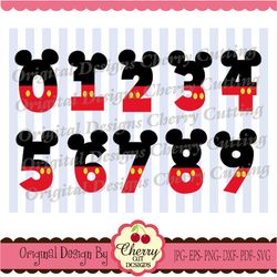 Birthday Numbers 0 through 9 SVG,Mouse ears numbers 0-9, Birthday Mickey numbers Silhouette & Cricut Cut Files-Personal