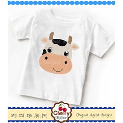 Cow Face SVG, Cow boy SVG, Farm Animal svg Silhouette and Cricut Cut Design, Cow clip art, cow T-shirt iron on, Tranfer
