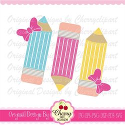 Pencils SVG DXF, Pencils with bows Back to School Silhouette & Cricut Cut design and Clip art SCH31 -Personal and Commer