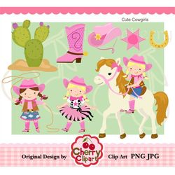Cowgirl Clip art Set for -Personal and Commercial Use-paper crafts,card making,scrapbooking,web design