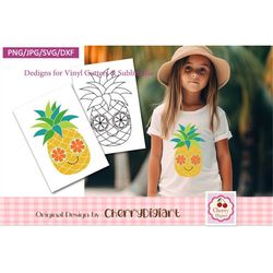 Summer Pineapple Sunglasses Pineapple svg png jpg Silhouette & Cricut Cut Files, Clip art SUM60