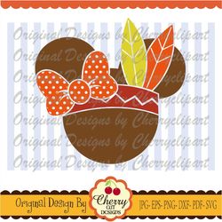 Thanksgiving Mouse ears Minnie Thanksgiving Silhouette & Cricut Cut Files DGTH33-Personal and Commercial Use