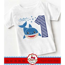 SVG Shark boy Number 1 SVG, Birthday number 1 SVG Silhouette & Cricut Cut design, Shark Clip art, T-shirt iron on  BIR85