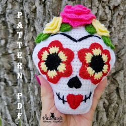 Toy Halloween Frida Scull Crochet amigurumi rag doll pattern