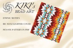 Peyote Pattern, bead pattern for BIC MAXI LIGHTER cover Ethnic motifs peyote beading pattern in PDF instant download