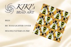 Lighter Cover pattern Peyote Pattern, bead pattern for BIC MAXI LIGHTER cover Honeybees peyote beading pattern in PDF