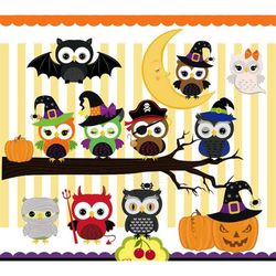 Spooky Halloween Owls,Halloween clip art HLCLIP0005 -Personal and Commercial Use-paper crafts,card making,scrapbooking,w