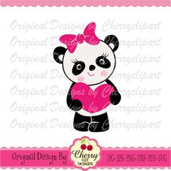 Valentine Sweet panda Svg dxf, Panda girl hugging heart Svg, Valentine's Day SVG Silhouette & Cricut Cut Files VTN52