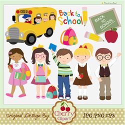Back to school kids digital clip art set for -Personal and Commercial Use-paper crafts,card making,scrapbooking,web desi