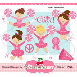 Pink Cheerleaders Digital Clipart Set  for -Personal and Commercial Use-paper crafts,card making,scrapbooking,web design