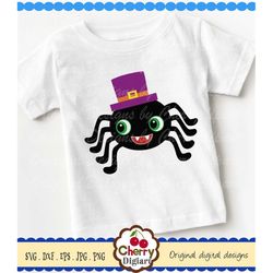 Halloween Spider svg, Spider boy with hat svg Silhouette & Cricut Cut Files, Spider clip art, T-Shirt, Iron on, Transfer