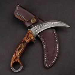 Custom HandMade Damascus Steel 10in Bowie Knife, Hunting Knife, Survival Knife, Bushcraft Knife & Leather Sheath | Gift