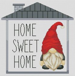 sweet home , cross stitch pattern, home cross stitch, counted cross stitch, gnomes cross stitch, house cross stitch