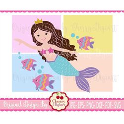 Mermaid svg jpg png Silhouette & Cricut Cut design, Mermaid Clip Art, T-Shirt, Iron on, Transfer BYSVG37