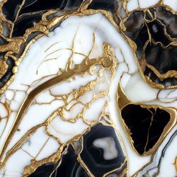 Gold Veins on Black and White Marble Seamless Tileable Repeating Pattern