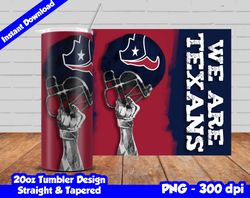 Texans Tumbler Design PNG, 20oz Skinny Tumbler Sublimation Template, Texans Tumbler Straight and Tapered Design,