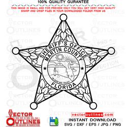 Martin County svg Sheriff office Badge, sheriff star badge, vector file for, cnc router, laser engraving, laser cutting,