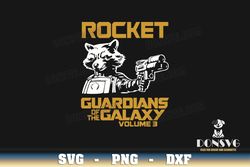 Rocket Guardians of the Galaxy Vol 3 SVG Cut Files for Cricut Raccoon with Gun PNG image Marvel DXF file