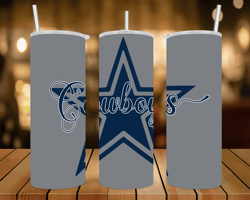 Cowboys Star With Fancy Writing- 20 oz Skinny Tumbler Wrap - Sublimation Design - PNG file