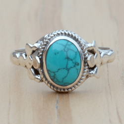 Natural Turquoise Ring, Stone Ring Silver Women, Turquoise Gemstone Ring, Blue Crystal Ring, 925 Turquoise Sterling Ring