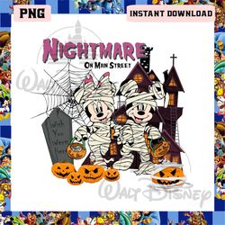 Nightmare On Main Street Mickey & Minnie Png, Mickey And Minnie Pumpkin Png, Mickey Mummy Halloween Png