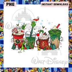 Grinch Christmas Coffee Latte Png, Christmas Grinch Png, Christmas Drink Png