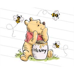 Honey Bear Watercolor Digital Clipart, Bear With Honey Pot Png, Honey Bear Png, Cartoon Bear Png, Honey Bee Sublimation,
