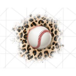 Leopard Baseball Patch PNG, Baseball Splash PNG, Baseball Leopard Patches Sublimation Design, Watercolor Background PNG