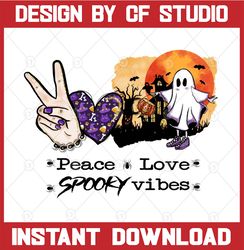 Peace Love Spooky Vibes PNG, Halloween, Ghosts, Pumpkin, Cute Halloween, Leopard Peace, Love, Boo, Instant Download