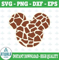 Mickey Giraffe SVG, Giraffe Mickey and Minnie Head SVG, dxf, png,eps, mickey animal print svg, giraffe mickey svg, Anima