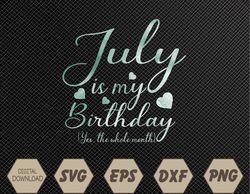 July Is My Birthday Yes The Whole Month Svg, Eps, Png, Dxf, Digital Download