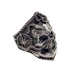 Ring Pirate skull with anchor and compass, code 701510YM, 925 sterling silver