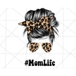 Cheetah Print Mom Life Mom Skull Bun Hair Sunglasses Leopard Print Headband Mom Life PNG Sublimation Design Downloads -