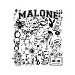 Retro Post Malone Art Tattoo 2023 Tour SVG Cutting File