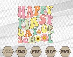 Retro Happy First Day Of School Back To School Svg, Eps, Png, Dxf, Digital Download