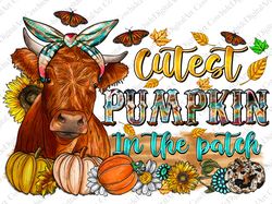Cutest Pumpkin In The Patch Cute Cow Png Sublimation Design, Fall Png, Fall Cow Png, Fall Vibes Png,