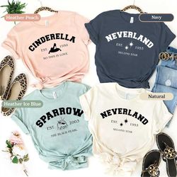 Disney Collections Shirts, Neverland Shirts, Disney Sparrow Shirt, Disney Cinderella, Disney Vintage Shirt, Disney Trip