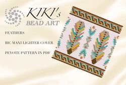Lighter Cover pattern Peyote Pattern, bead pattern for BIC MAXI LIGHTER cover Feathers beading pattern in PDF