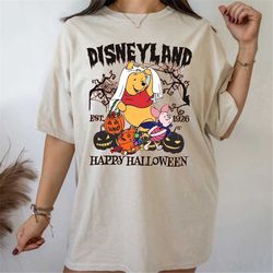 Vintage Disney Pooh Bear Pumpkin Halloween Shirt, Disney halloween shirt, Winnie The Pooh Halloween Shirt, Pooh And Pigl